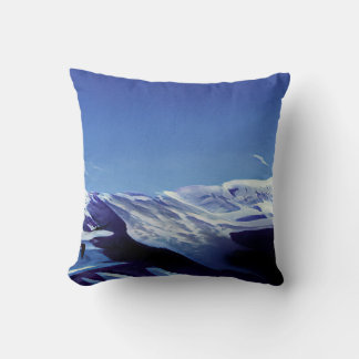 Snowy hills, winter panorama throw pillow