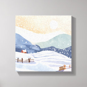 Snowy Hillside   Watercolor Winter Canvas Print