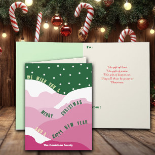 Snowy Holiday Greetings Customise Family Name  Card