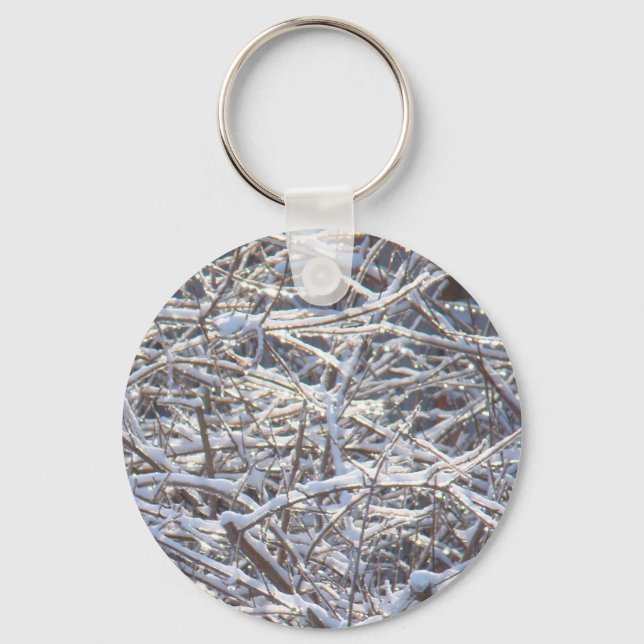 Snowy Ice Branches in Winter Keychain (Front)