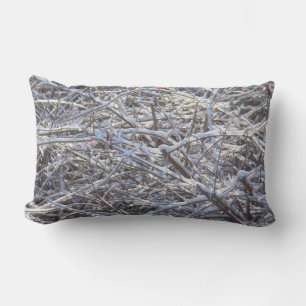 Snowy Ice Branches in Winter Lumbar Pillow