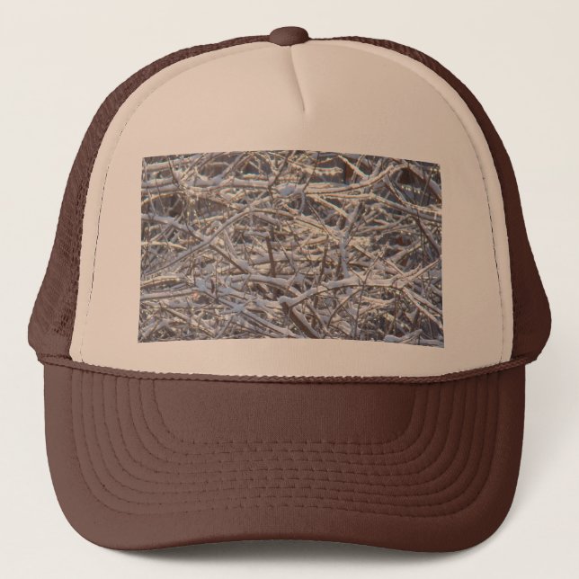 Snowy Ice Branches in Winter Trucker Hat (Front)