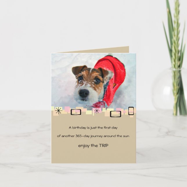Snowy Jack Russell Terrier Carte de voeux Annivers (Devant)