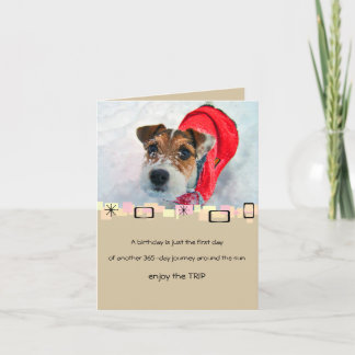Snowy Jack Russell Terrier Carte de voeux Annivers