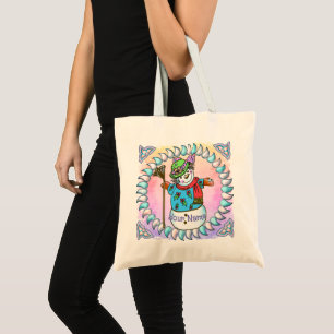 Snowy Lady Snowman tote bags