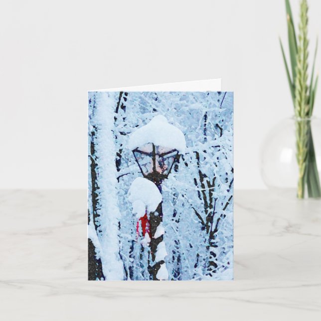 Snowy Lamp Post Christmas Card (Front)