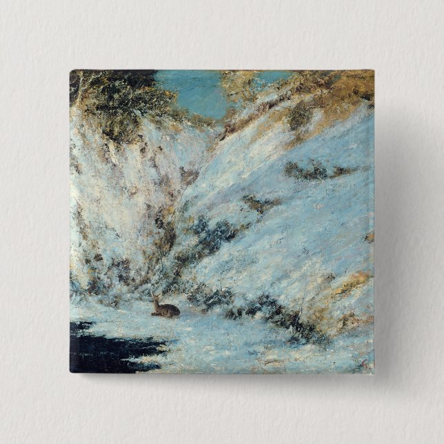 Snowy Landscape, 1866 2 Inch Square Button (Front)