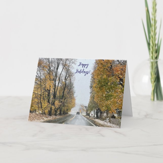 Snowy Landscape Happy Holidays Card (Front)