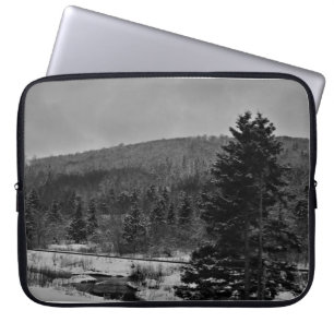 Snowy Landscape in Black and White Laptop Sleeve