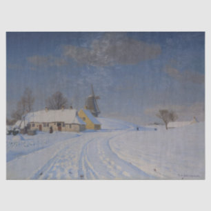 Snowy Landscape in Winter (by H.A. Brendekilde) Tissue Paper