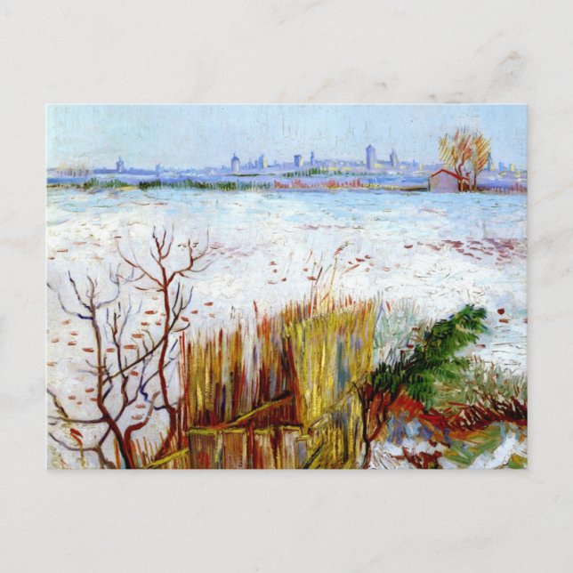 Snowy Landscape with Arles  in Background Postcard (Front)