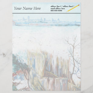 Snowy Landscape with Arles in the Background Letterhead