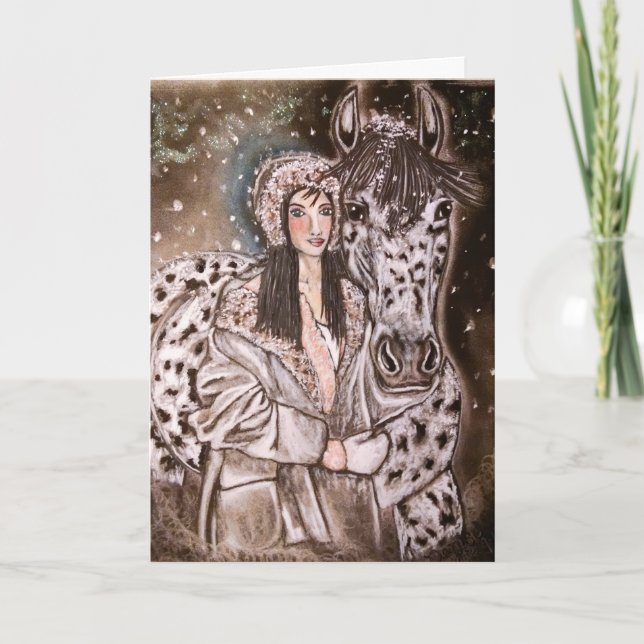 Snowy Leopard Appaloosa Christmas Cards (Front)