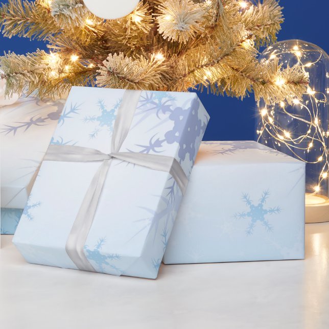 Snowy Light Blue Snowflakes | Merry Christmas Wrapping Paper (Holidays)