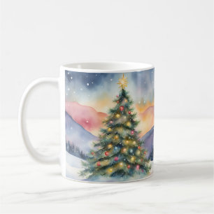 Snowy Lighted Christmas Tree Winter Scenery Coffee Mug