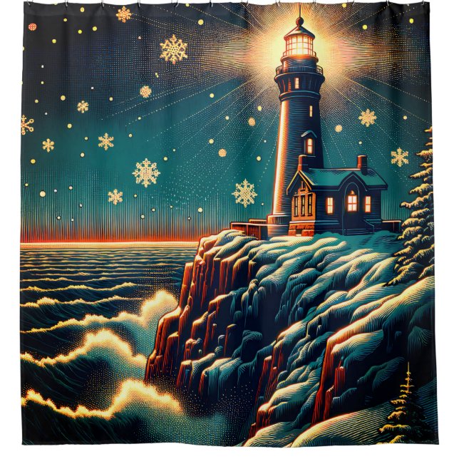 “Snowy Lighthouse on Cliff” (Front)
