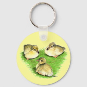 Snowy Mallard Ducklings Keychain