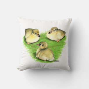 Snowy Mallard Ducklings Throw Pillow