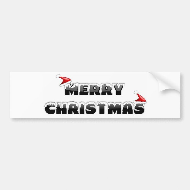 SNOWY MERRY CHRISTMAS  BUMPER STICKER (Front)