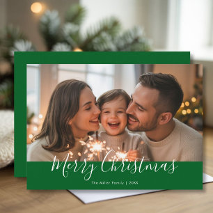 Snowy Merry Christmas Family Photo Card