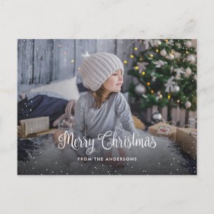 Snowy Merry Christmas Photo Postcards