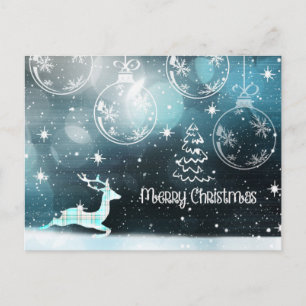 Snowy Merry Christmas Reindeer Postcard