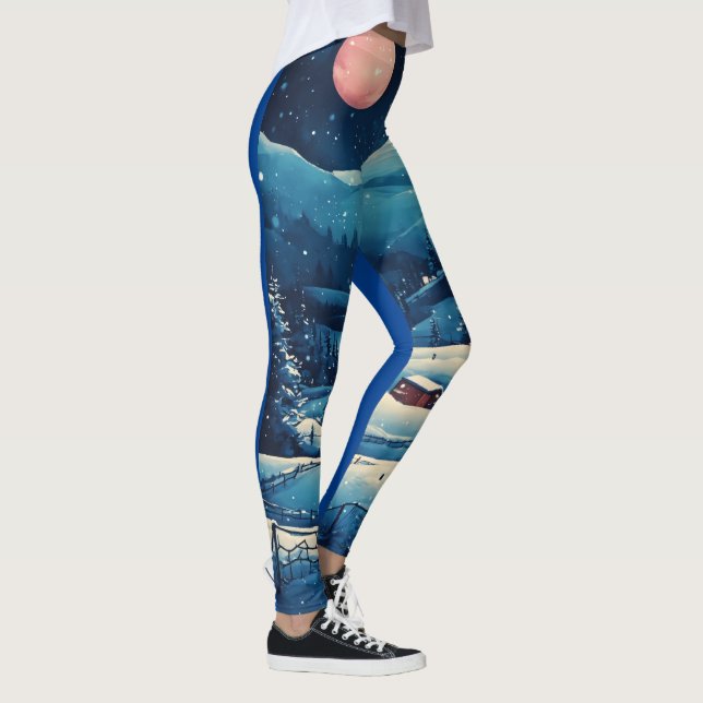  Snowy midnight scene in winter print legging (Right)