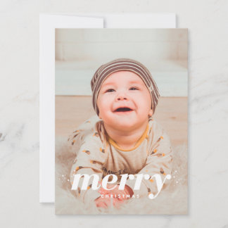 Snowy Modern Merry Christmas Photo Holiday Card