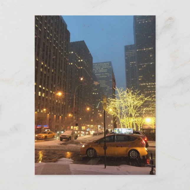 Snowy Morning Rockefeller Centre Sixth Avenue NYC Postcard (Front)