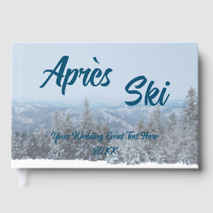 Snowy Mountain Forest Apres Ski Wedding Event Guest Book