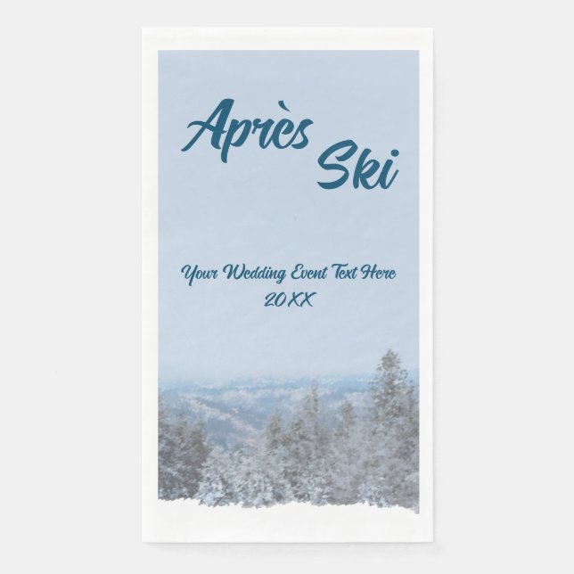 Snowy Mountain Forest Apres Ski Wedding Event Napkin (Front)