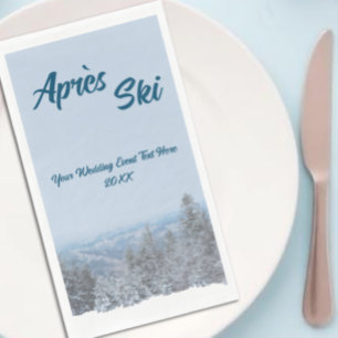 Snowy Mountain Forest Apres Ski Wedding Event Napkin