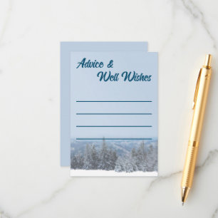 Snowy Mountain Forest Bridal Shower Advice Card