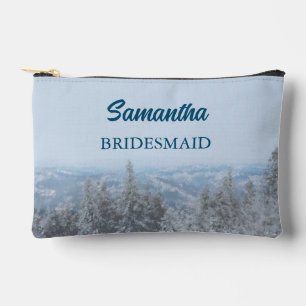 Snowy Mountain Forest Wedding Accessory Pouch