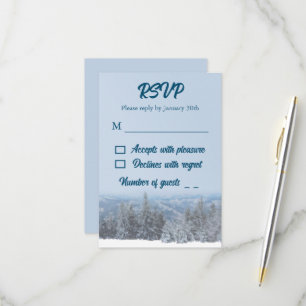 Snowy Mountain Forest Wedding RSVP Card