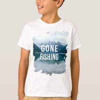 Snowy Mountain Lake Gone Fishing T-Shirt
