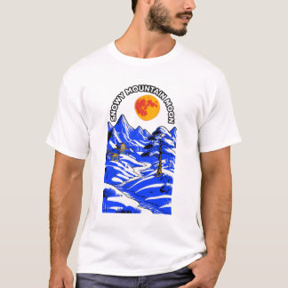 Snowy Mountain Moon Winter View T-Shirt