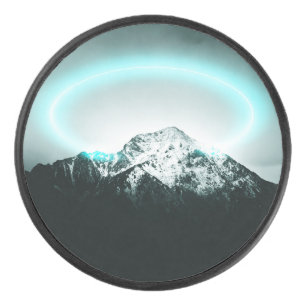 Snowy mountain mysterious blue neon light