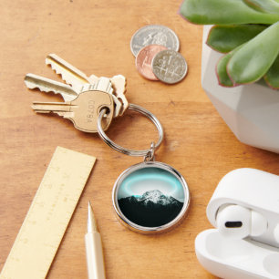 Snowy mountain mysterious blue neon light keychain
