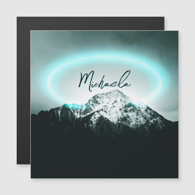 Snowy mountain mysterious blue neon light monogram (Front/Back)