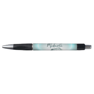 Snowy mountain mysterious blue neon light monogram pen