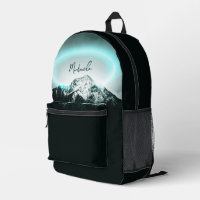 Snowy mountain mysterious blue neon light monogram