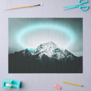Snowy mountain mysterious blue neon light tissue paper