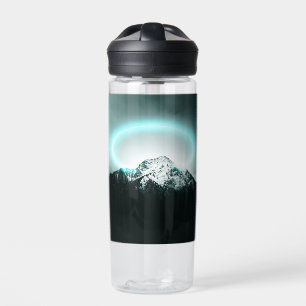Snowy mountain mysterious blue neon light water bottle