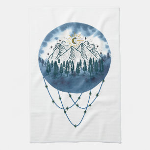 Snowy Mountain Pine Tree Nature Adventure Outdoor Kitchen Towel