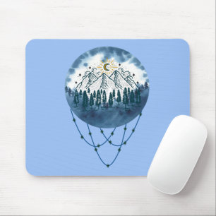 Snowy Mountain Pine Tree Nature Adventure Outdoor Mouse Pad
