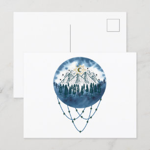 Snowy Mountain Pine Tree Nature Adventure Outdoor Postcard