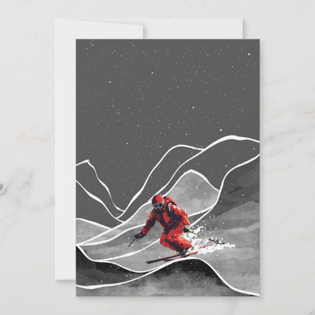 Snowy Mountain Skiing Invitation (Front)