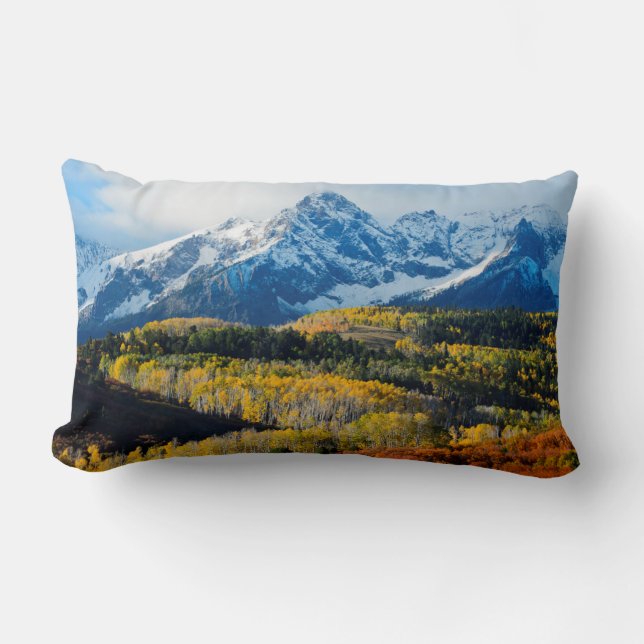 Snowy Mountain & Trees Lumbar Pillow (Front)