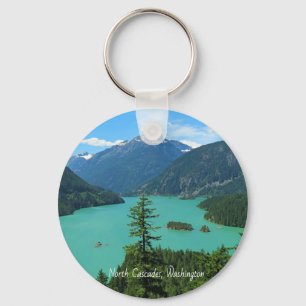Snowy Mountain Turquoise Lake in Washington Keychain